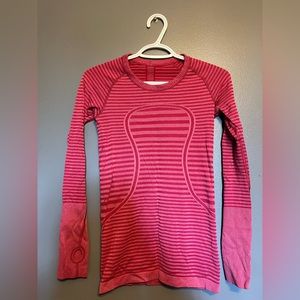 lululemon athletica Women's Pink Striped Long Sleeve Top